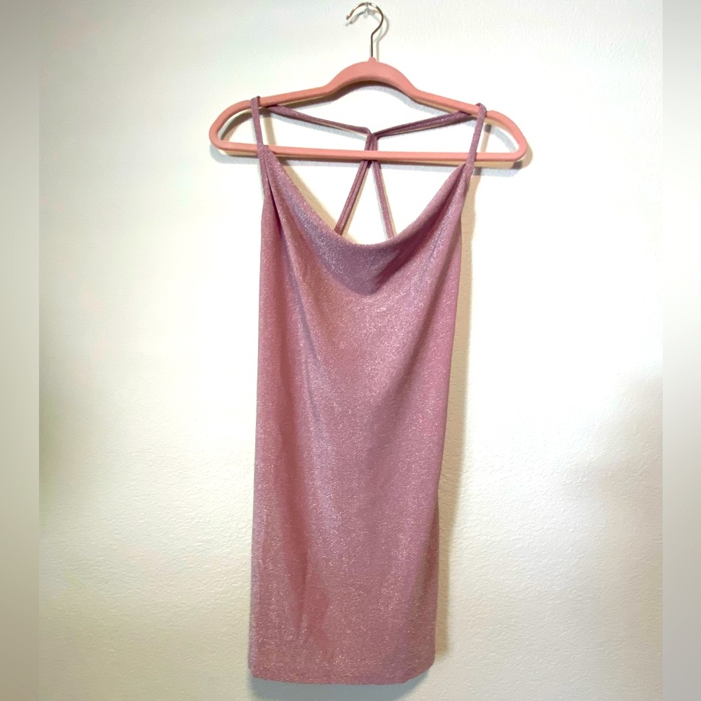 Pink sparkling mini dress